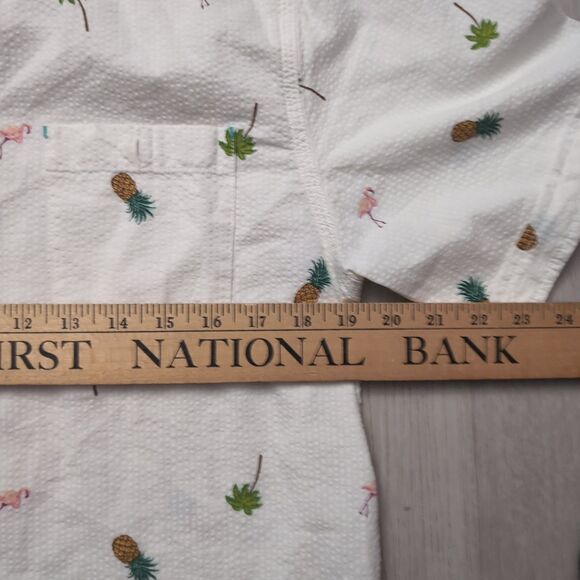 Tommy Bahama Shirt Men’s Small Pineapple Palm Trees Button Shirt Seersucker - Picture 3 of 4